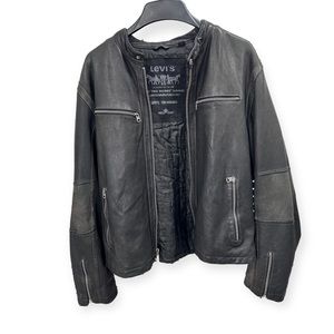 Men's Levi’s Vintage Black Leather Moto Jacket Large